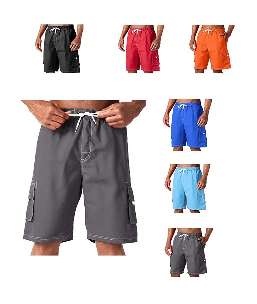 Trunks Men's Swim Trunks Quick Dry Beach Shorts Bathing Suits with Pockets - A-light Gray - C318UKRZCT3 $42.40