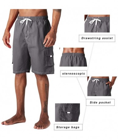 Trunks Men's Swim Trunks Quick Dry Beach Shorts Bathing Suits with Pockets - A-light Gray - C318UKRZCT3 $42.40