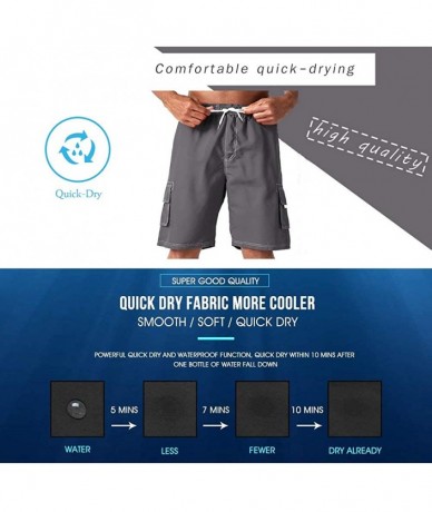 Trunks Men's Swim Trunks Quick Dry Beach Shorts Bathing Suits with Pockets - A-light Gray - C318UKRZCT3 $42.40