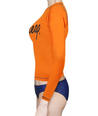 Rash Guards New Surfing Summer Beach Rash Guard Women Long Sleeve Shirt Swimwear Swimsuit - R0520/Neon Orange - C8123EETQCX $...