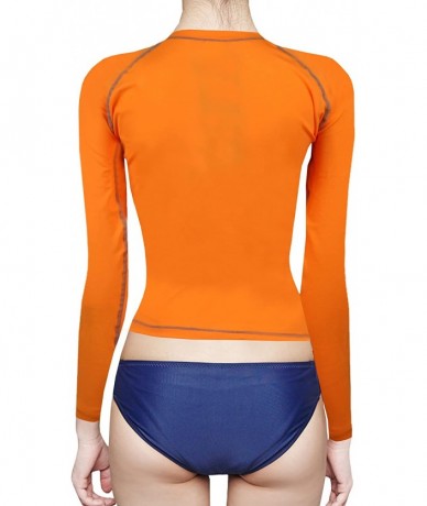 Rash Guards New Surfing Summer Beach Rash Guard Women Long Sleeve Shirt Swimwear Swimsuit - R0520/Neon Orange - C8123EETQCX $...