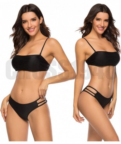 Tankinis Sexy Women's Bikini Thong Bottom Brazilian V Cheeky Ruched Semi Swimsuit - 1black - CO18TH47RRD $23.95