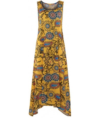 Cover-Ups Long Dress For Women- Print Maxi Dress Boho Straps Dress Dress - Z4-yellow - CI198H330CI $45.92