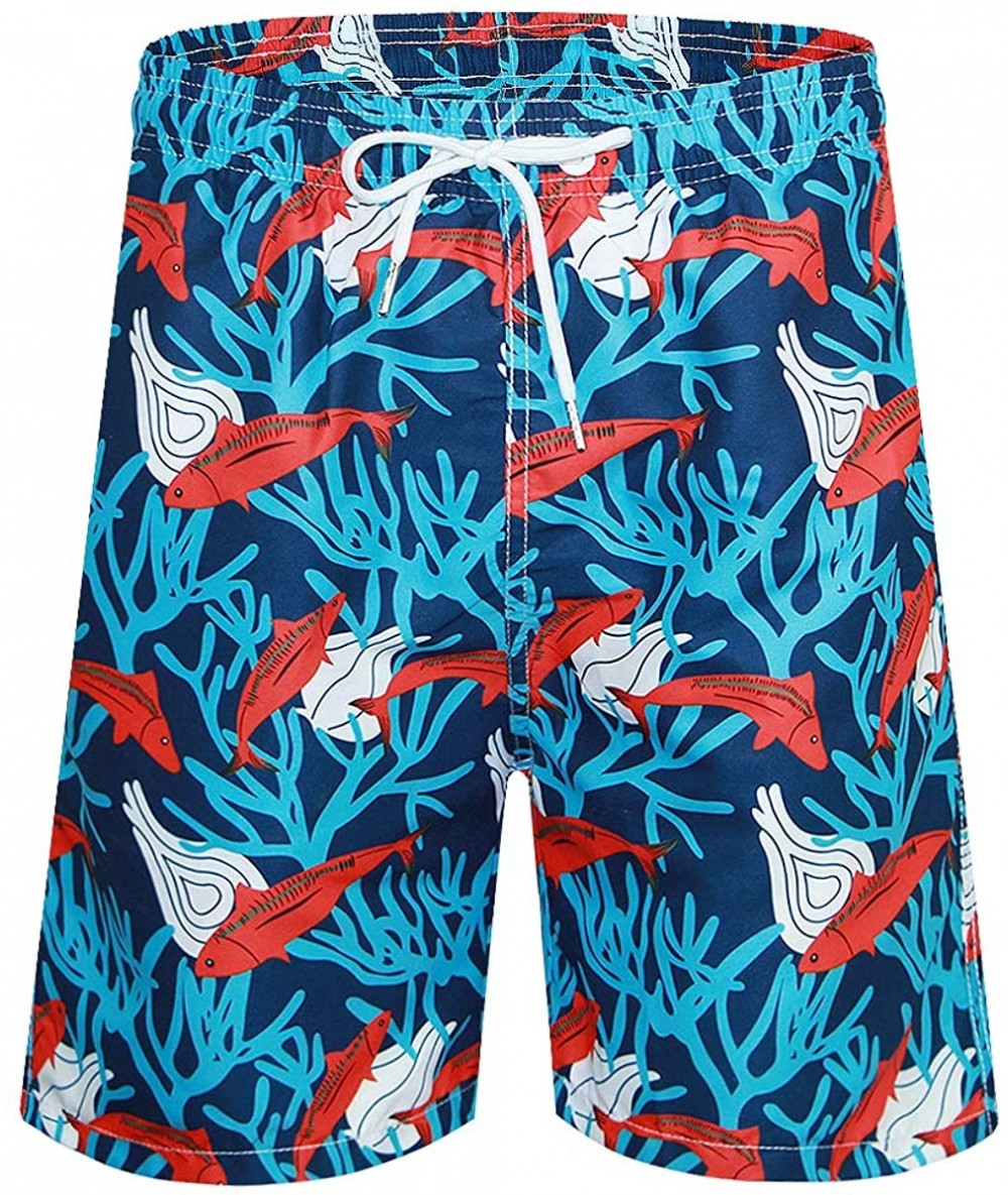 Board Shorts Men's Swim Trunk Beach Shorts - Blue Grass - CQ18YHRKAKQ $33.52