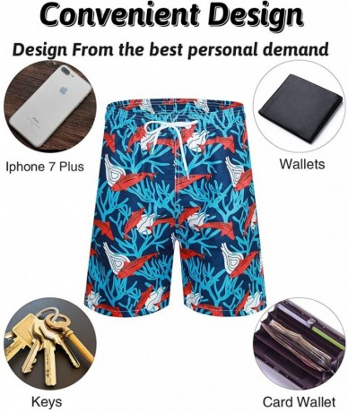 Board Shorts Men's Swim Trunk Beach Shorts - Blue Grass - CQ18YHRKAKQ $33.52