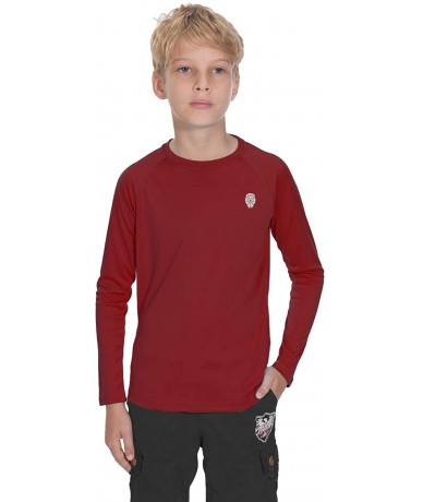 Rash Guards Sun Shirts for Youth Boys Rashguard - Long/Short Sleeve Lightweight Shirt SPF 50+ - Wine Red - C9198C0ZQER $33.29