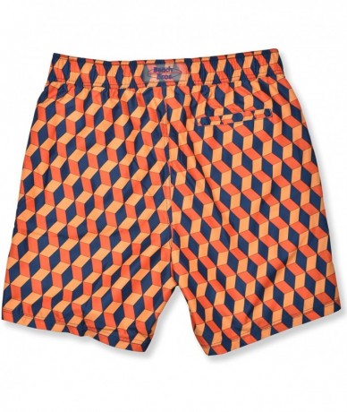 Trunks Mens Swim Trunks w Mesh Lining Swimming Bathing Fixed Waistband Suit - Zig Triangle Orange Sun - CT18S8YCED2 $33.68