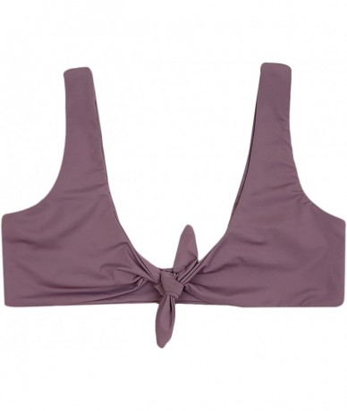 Tops Women's Seamless Self-Lined Top Knot Tie Front Top - Purple Haze - C718CY54LU5 $48.65