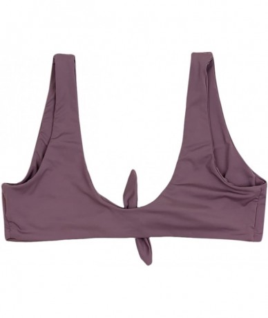 Tops Women's Seamless Self-Lined Top Knot Tie Front Top - Purple Haze - C718CY54LU5 $48.65