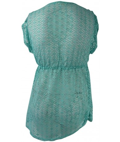 Cover-Ups Womens Crochet Empire-Waist Dress Swim Cover-Up - Mint - CS183L2RNAU $18.24