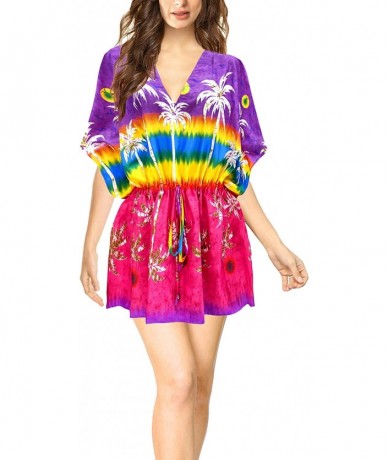 Cover-Ups Women's Mini Kimono Bikini Swimwear Cover Ups Dress Tops Drawstring A - Violet_m721 - C1182KODX72 $33.72