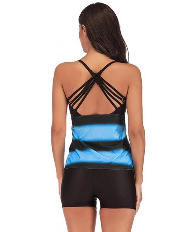 Sets Women Bandage Three-Point Swimsuit Fashion Plus Size Gradient Tankini Bikini Swimwear Bathing Suit - Blue - C3193X0DM6N ...