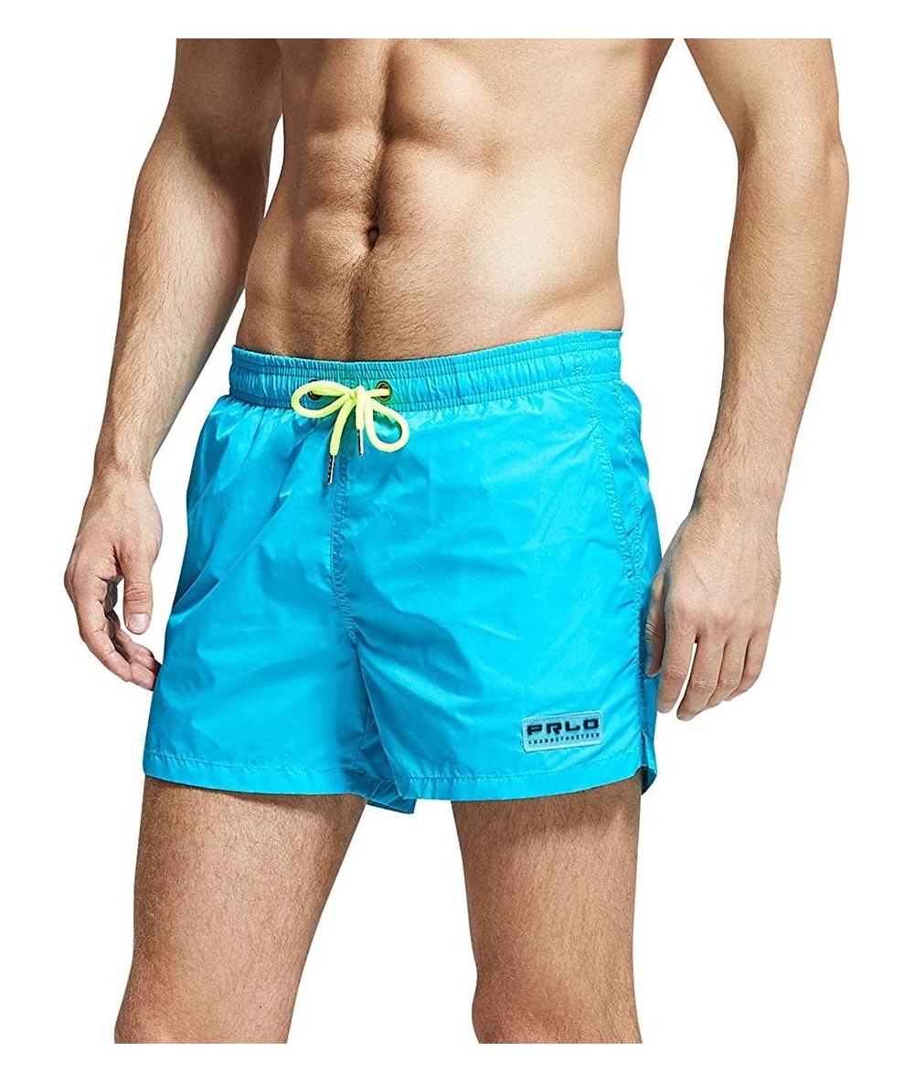 Trunks Mens Swim Trunks Quick Dry Swim Shorts Waterproof Bathing Suit Swimsuit with Pockets - Sky Blue - C21987N4XLM $27.71