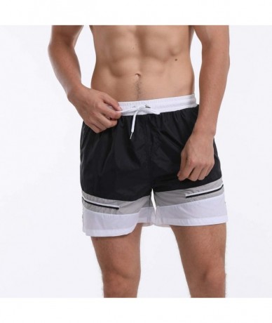 Board Shorts Men's Swim Drawstring Trunks Quick Dry Beach Surfing Running Swimming Shorts - H Black - CH18WHSYEQ0 $43.07