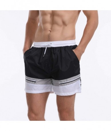 Board Shorts Men's Swim Drawstring Trunks Quick Dry Beach Surfing Running Swimming Shorts - H Black - CH18WHSYEQ0 $43.07