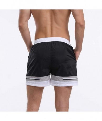 Board Shorts Men's Swim Drawstring Trunks Quick Dry Beach Surfing Running Swimming Shorts - H Black - CH18WHSYEQ0 $43.07