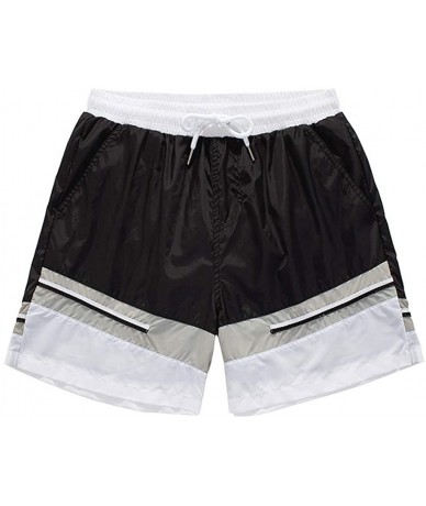 Board Shorts Men's Swim Drawstring Trunks Quick Dry Beach Surfing Running Swimming Shorts - H Black - CH18WHSYEQ0 $43.07