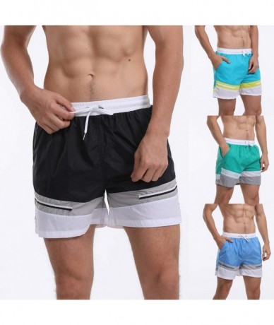 Board Shorts Men's Swim Drawstring Trunks Quick Dry Beach Surfing Running Swimming Shorts - H Black - CH18WHSYEQ0 $43.07