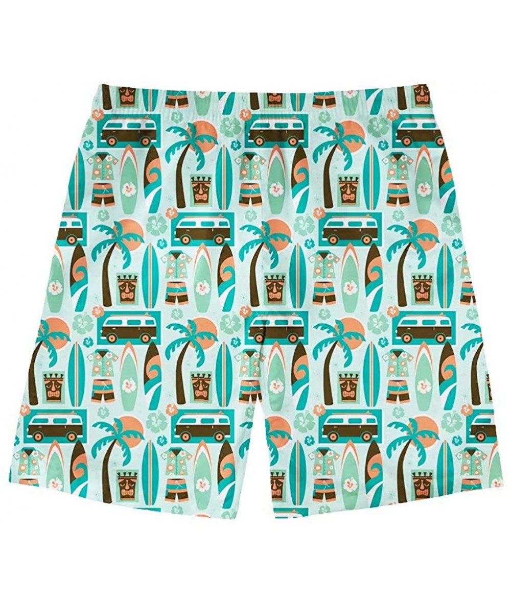 Trunks Men's Summer Beach Shorts Board Swim Trunks with Pockets Sports Shorts - Retro Surf - CJ18OATGYIN $21.09