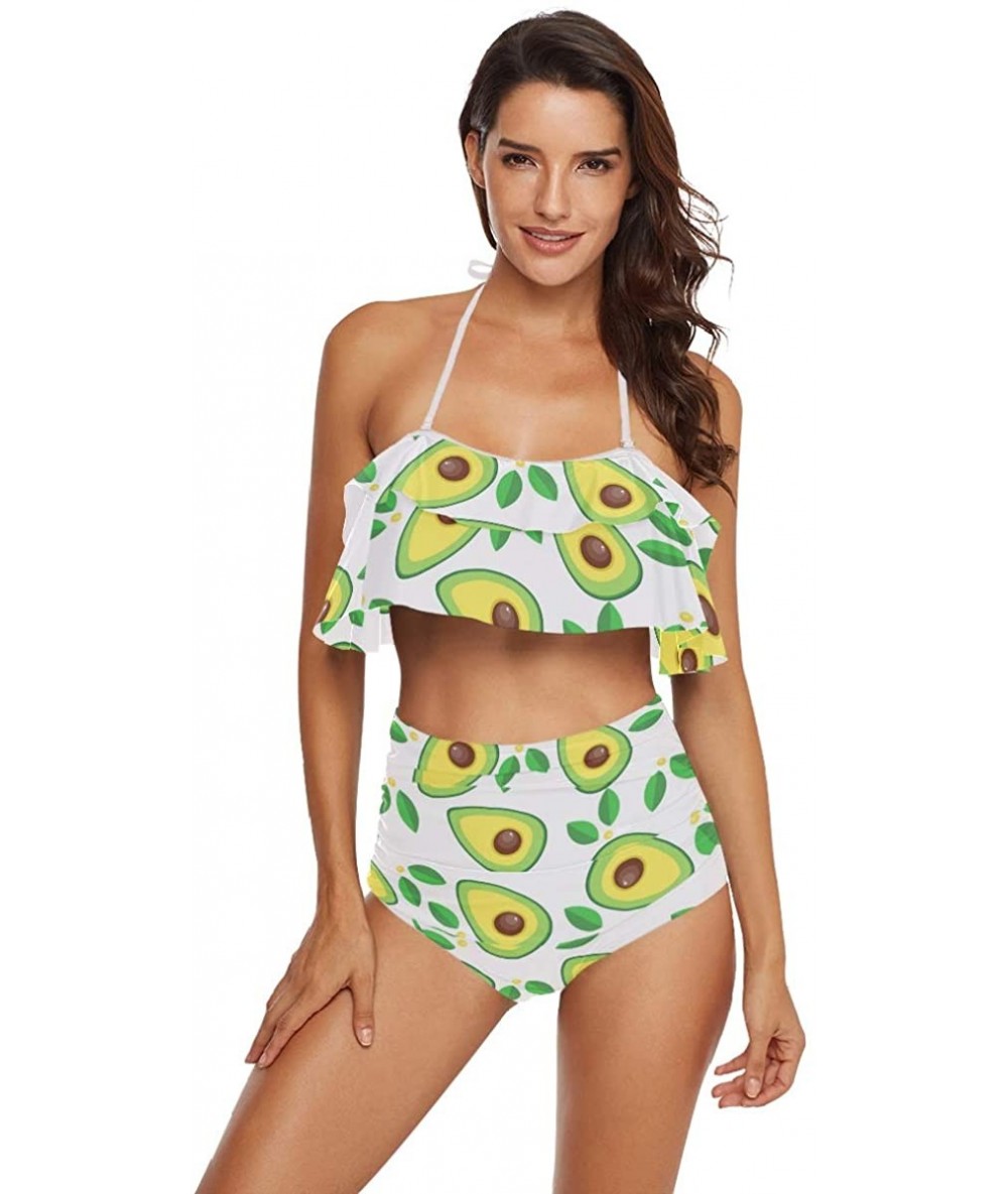 Sets Naivey Cute Avocado Abstract Pattern Swimsuits for Women High Waist Bikini Swimsuits Bikini Sets Swimwear Bathing Suits ...