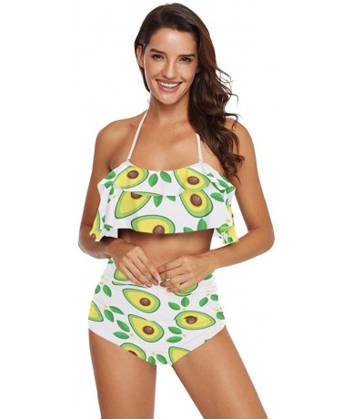 Sets Naivey Cute Avocado Abstract Pattern Swimsuits for Women High Waist Bikini Swimsuits Bikini Sets Swimwear Bathing Suits ...