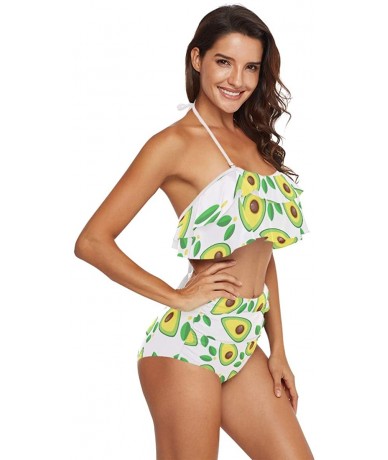 Sets Naivey Cute Avocado Abstract Pattern Swimsuits for Women High Waist Bikini Swimsuits Bikini Sets Swimwear Bathing Suits ...