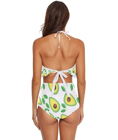 Sets Naivey Cute Avocado Abstract Pattern Swimsuits for Women High Waist Bikini Swimsuits Bikini Sets Swimwear Bathing Suits ...