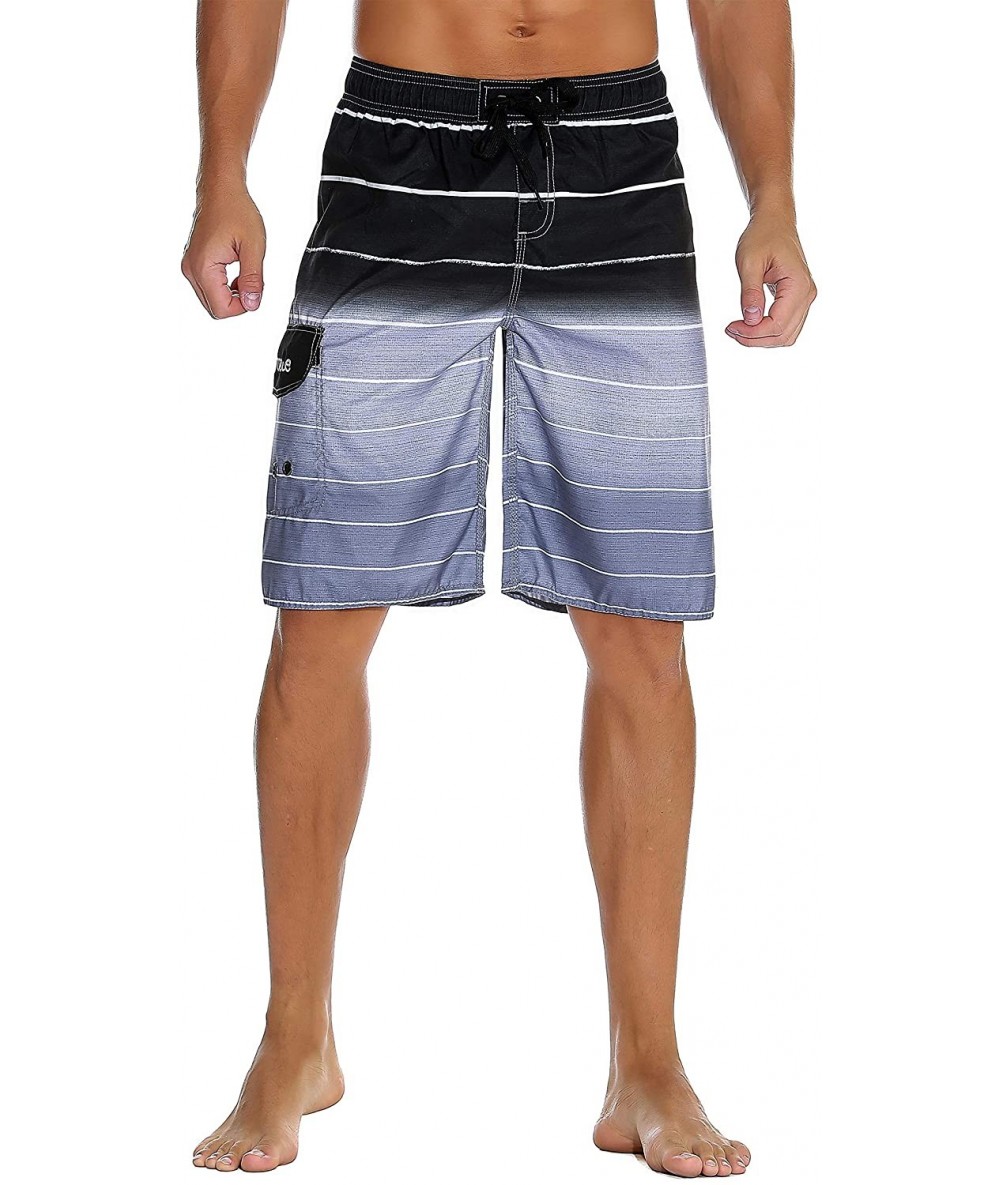 Trunks Men's Beachwear Summer Holiday Swim Trunks Quick Dry Striped - Gray - CF1843R44MR $30.24