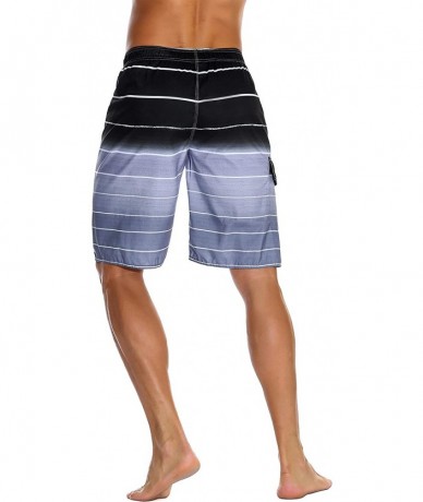 Trunks Men's Beachwear Summer Holiday Swim Trunks Quick Dry Striped - Gray - CF1843R44MR $30.24