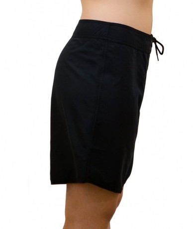 Board Shorts Women's Solid Long Boardshort - Black - CM11HL19B4T $59.65