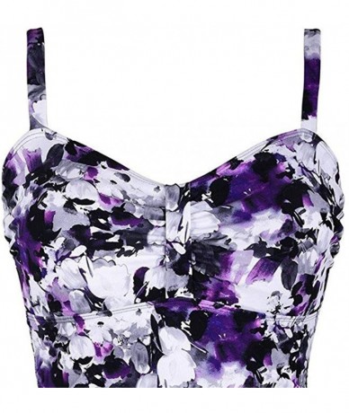 Racing Women Swimsuit Swim Top Padded Ruffle Hem Shirred Swimwear Tankini Tops - Purple - CI18S5SLMCR $38.44