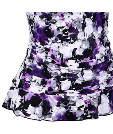 Racing Women Swimsuit Swim Top Padded Ruffle Hem Shirred Swimwear Tankini Tops - Purple - CI18S5SLMCR $38.44