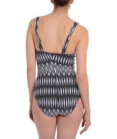 One-Pieces Riveting Ruched Cup Sized One Piece Swimsuit - Zigzag - CG12NVHPGD4 $70.86