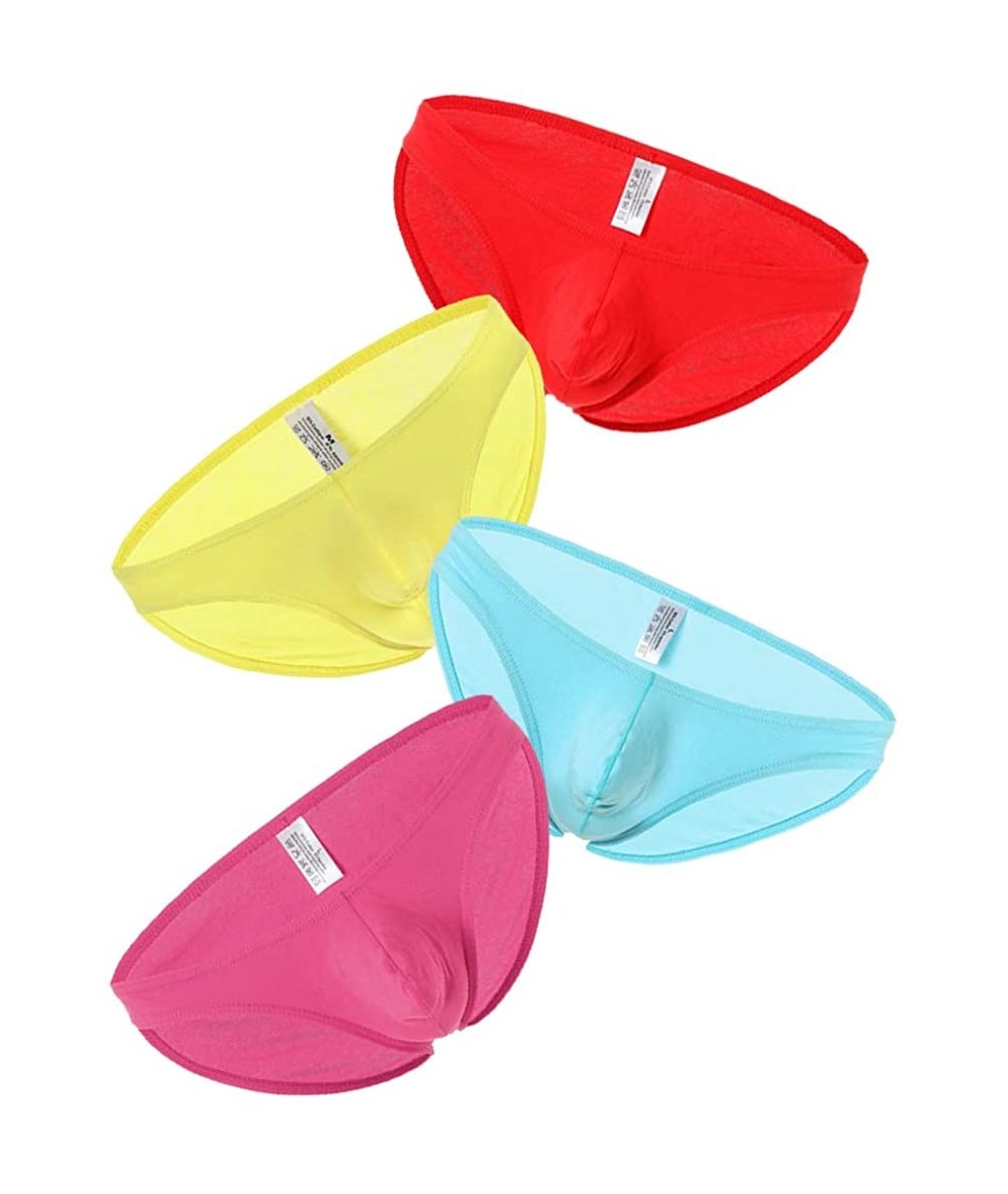 Briefs Men's Underwear Sexy Briefs Low Rise Cool Boxers Pack Set - Red- Yellow- Pink&sky Blue - CQ18YG4SZZH $37.73