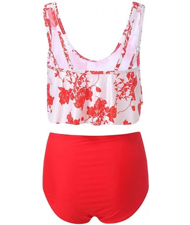 Sets Sexy Womens Swimsuit Push-Up Padded Bra Print Bathing Swimwear - H-red - CS19DSN8UUS $26.20