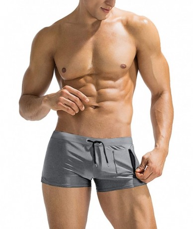 Trunks Men's Swim Trunk Swimwear Bathing Suit Board Short with Zipper Pocket - 1 - Grey - CA18S74MQGI $33.62