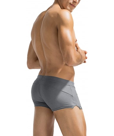 Trunks Men's Swim Trunk Swimwear Bathing Suit Board Short with Zipper Pocket - 1 - Grey - CA18S74MQGI $33.62