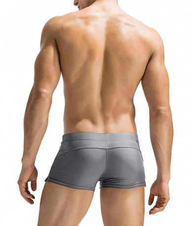 Trunks Men's Swim Trunk Swimwear Bathing Suit Board Short with Zipper Pocket - 1 - Grey - CA18S74MQGI $33.62