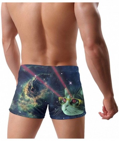 Briefs Red Meme Laser Cat Glasses Basic Men's Swim Trunks Fashion Swimming Surf Board Boxer Brief Shorts Swimwear - Black - C...