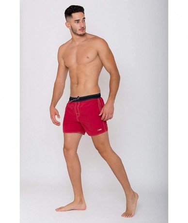 Board Shorts Quick Dry UV Protection Turquoise Beach Shorts Ozone Right Pocket with Zipper Left Pocket - Maroon - CW19024Y209...