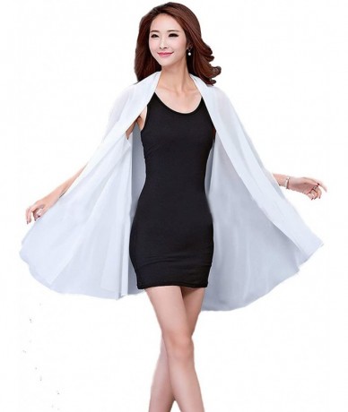 Cover-Ups Women Chiffon Beach Scarf Shawl Sarong Dress Swimwear Cover Up Wrap - White - CN11ZO6Q385 $25.24