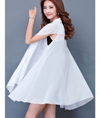 Cover-Ups Women Chiffon Beach Scarf Shawl Sarong Dress Swimwear Cover Up Wrap - White - CN11ZO6Q385 $25.24