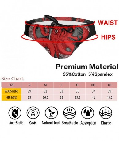 Briefs Mens Drawstring Bikini Briefs Bathing Suit - Red Octopus Black - C71976R90EH $43.97