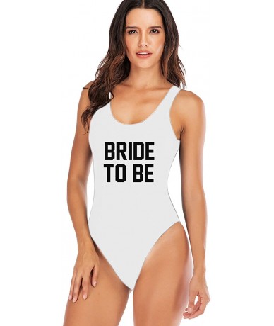 One-Pieces Bride to Be Squad Women One Piece Swimsuits Letter Print Swimwear High Cut Monokini Bridesmaid Team Bathing Suits ...