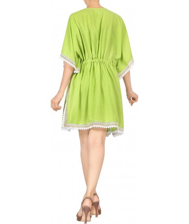 Cover-Ups Womens One Size Loose Beach Kimono Cover Ups Cardigan Tops Solid Plain - Light Green_x911 - C211DWSAVVB $42.60