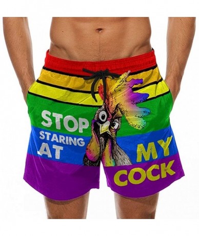 Board Shorts Mens Swim Trunks Beachwear Board Shorts for Swim-Cock Printed Bermudas Shorts Funny Trouser-Look at My Pecker - ...