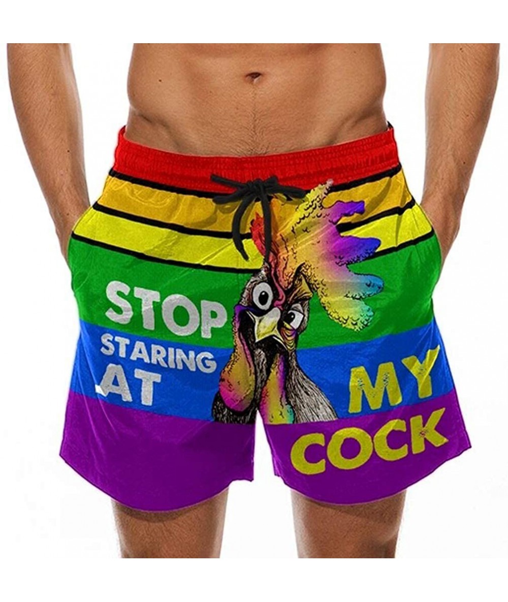 Board Shorts Mens Swim Trunks Beachwear Board Shorts for Swim-Cock Printed Bermudas Shorts Funny Trouser-Look at My Pecker - ...