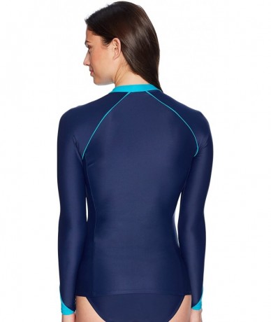 Rash Guards Women's Rash Guard - Piscina Zipper - C3180TAIYIC $40.34