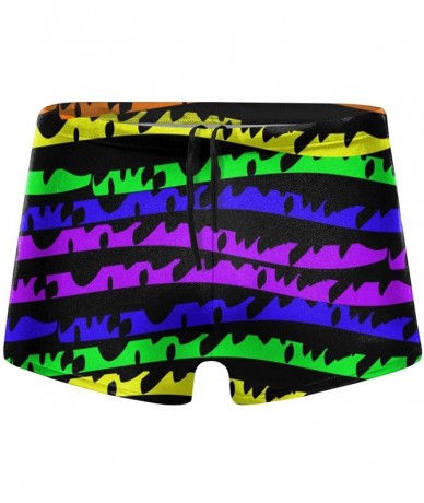 Briefs Men's Swimming Trunks Boxer Brief Six-Colored Rainbow Waves Swimsuit Swim Underwear - Six-colored Rainbow Waves - C419...