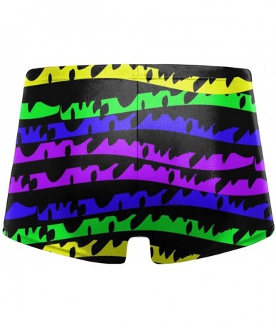 Briefs Men's Swimming Trunks Boxer Brief Six-Colored Rainbow Waves Swimsuit Swim Underwear - Six-colored Rainbow Waves - C419...